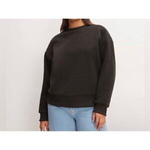 Everlane Black Teddy Sherpa Crew Neck Pullover Sweater Size Small Fleece Sweatsh